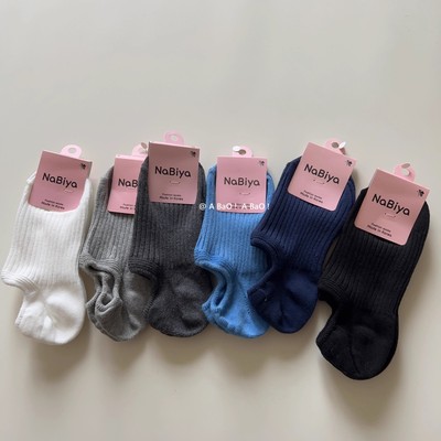 特价 韩国NaBiya纯色简约螺纹棉糖果色隐形船袜