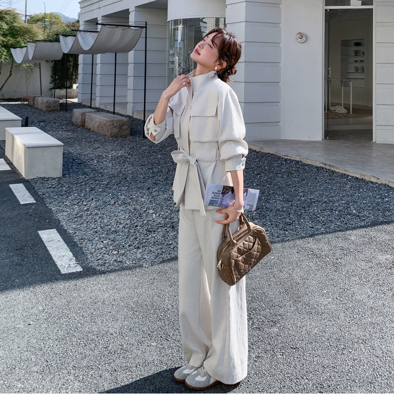 【新款】工装风立领外套＋阔腿裤B208-268007-P195K319,女装运动套装,浙宝208