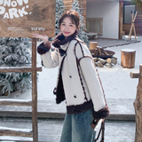 【新款】撞色拼接麂皮绒皮毛一体外套B208-9096-P205K308，女装短外套，浙宝208