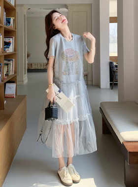 【新款现货】灰色网纱拼接连衣裙D060-268013-P145K238