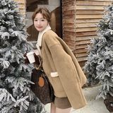 现货数据好！复古美拉德系加厚皮毛一体外套B208-8059-P180K278，女装短外套，浙宝208