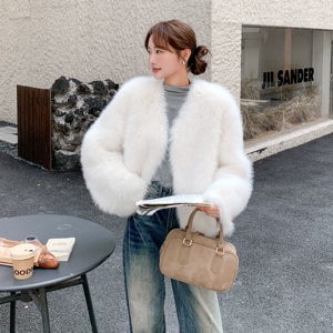 温柔风整皮狐狸毛皮草外套女2025冬短款显瘦气质毛毛外套2025新款图片