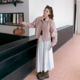 【新款】可拆卸钩花领粉色皮衣外套B208-268001-P160K279，女装短外套，浙宝208