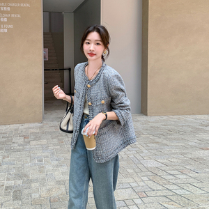 【现货】耶灰拉毛流苏小香风外套B208-8037-P130K178，女装短外套，浙宝208