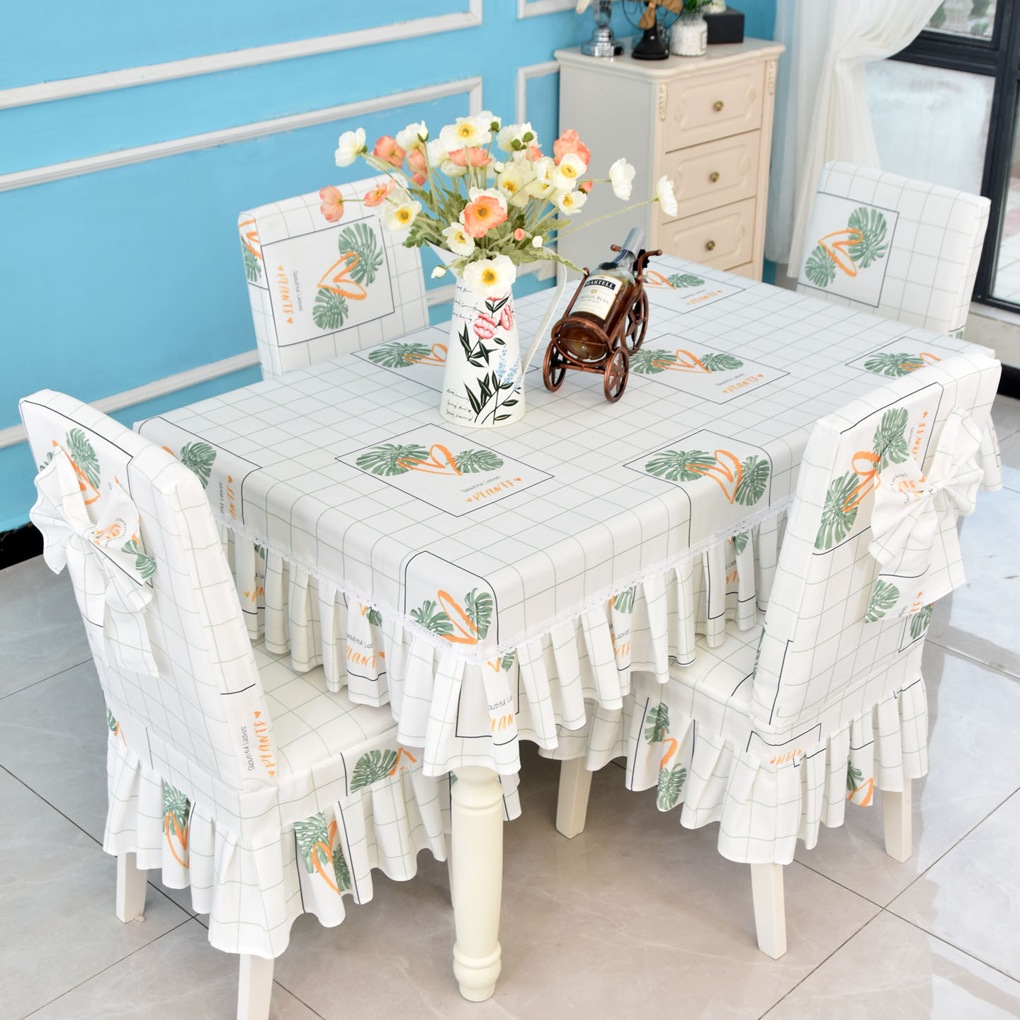 2025新款定制白色蝴蝶结木凳加芯桌布椅子套连体可拆洗套罩