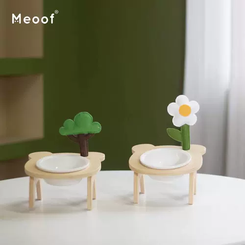 Meoof милая домашняя керамическая чаша кошка продукты питания защищает профилактику шейки матки черного подбородка, одежды для собак и полки миски