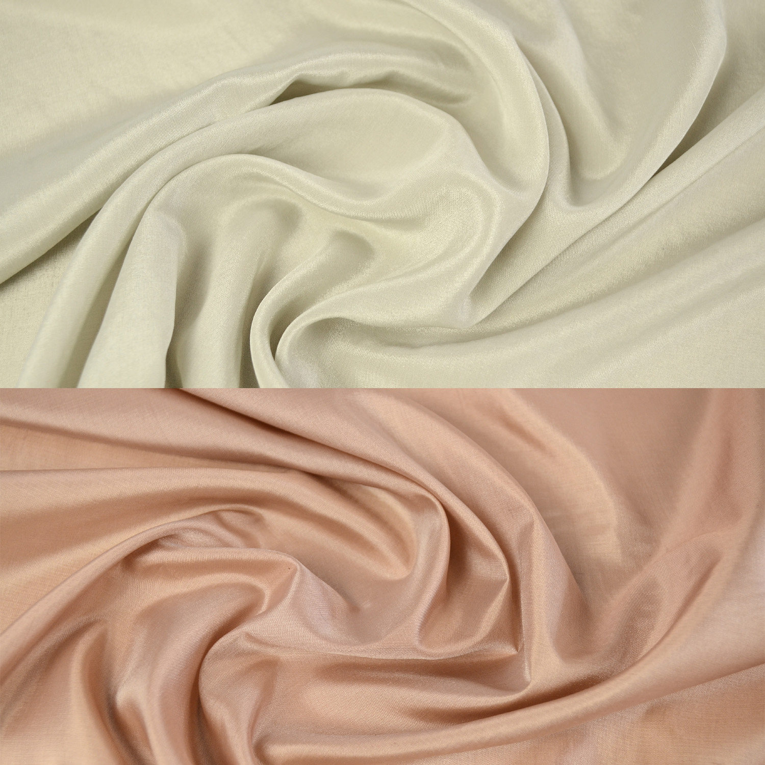 暗粉橙淡绿色桑蚕丝真丝电力纺布料 柔软轻薄顺滑有光泽丝涤混纺