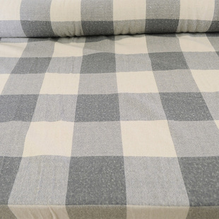 高档灰白色大格子羊毛布料 单层双面大气显气质 风衣裙子外套面料