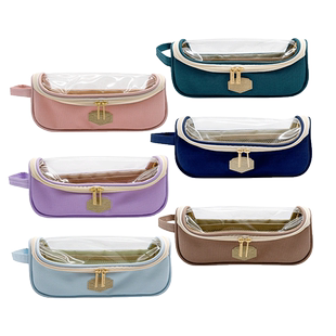 USLON尤斯隆笔袋可视天窗口帆布806CS空间站-晴空系列透明大容量手提文具袋可爱温柔小清新铅笔收纳包铅笔盒