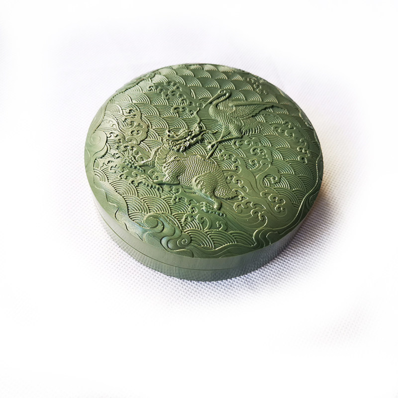 砚台 墨海 松花砚 古典纹图大石盒砚 正宗老坑原石砚台 松花石砚