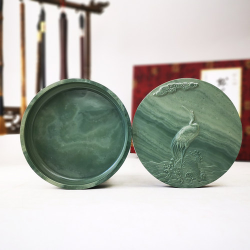 砚台松花通化天然原石大圆盒