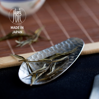 日本制进口相泽工坊复古风不锈钢银色小茶则锻打锤纹茶道配件家用