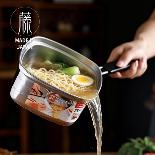 日本进口下村不锈钢方形拉面锅汤锅煮面牛奶锅多功能辅食锅15cm