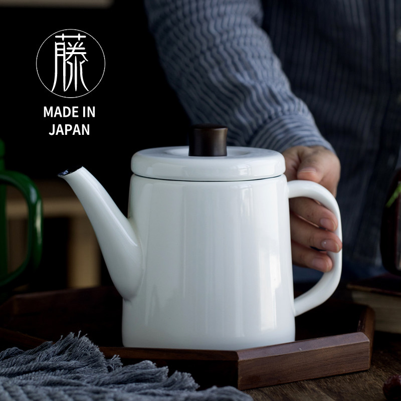 日本进口野田珐琅烧水壶咖啡壶茶壶手冲壶1.5L明火燃气电磁炉通用