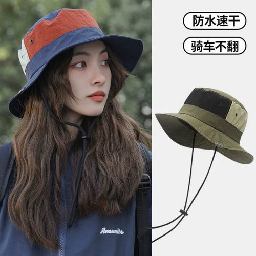 拼色渔夫帽日系速干新款夏季女