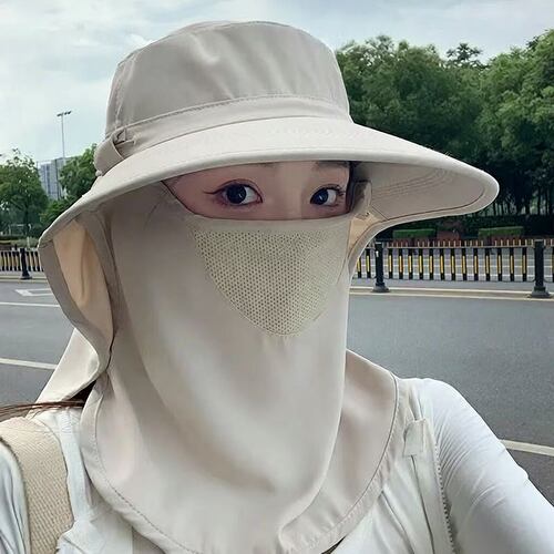 全方位一体防晒帽女护颈透气遮脸