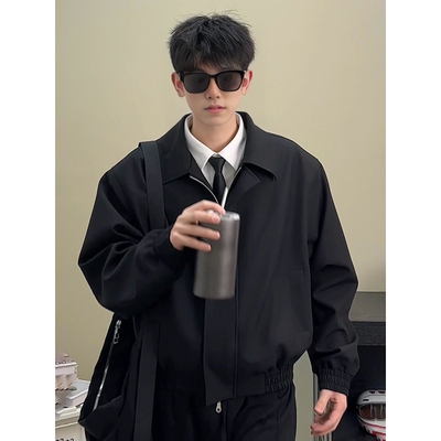美式复古哈灵顿行政夹克男款春秋cleanfit西装外套短款垫肩棒球服