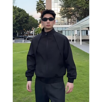 美式立领夹克外套男秋季户外三防水冲锋衣硬汉穿搭短款工装棒球服