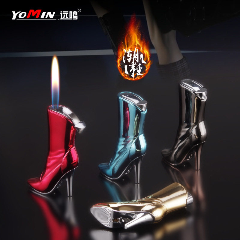 YM-101创意个性新奇特高筒女靴充气打火机明火点烟器礼品