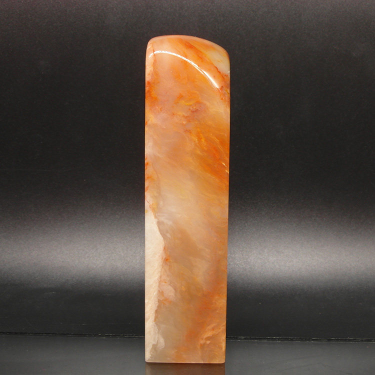 巴林石印章石料篆刻印章红花粉彩冻石34*33*137mm