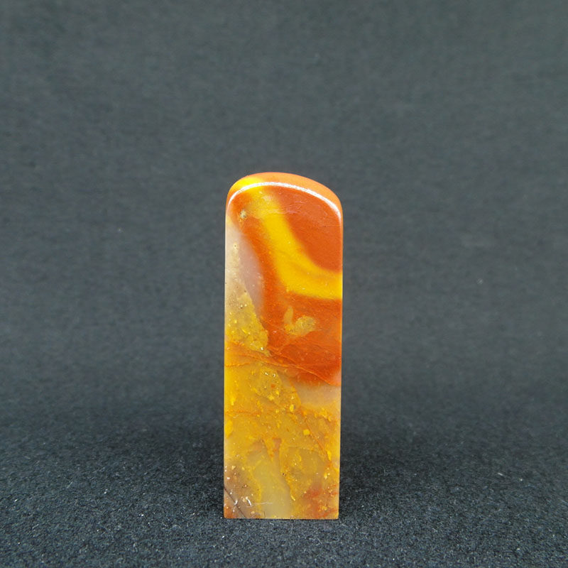 天然印石产地巴林石章料福黄俏色红芙蓉冻石印章篆刻石料20*20*59