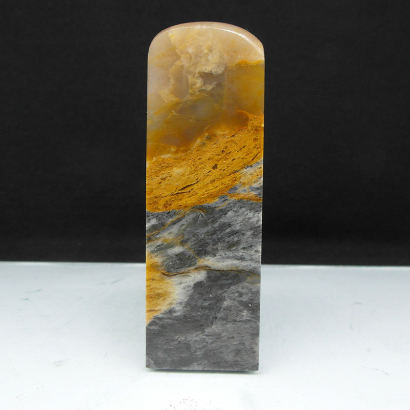 天然印石巴林石俏色刘关张三彩冻石印章篆刻石料25*25*78mm有裂