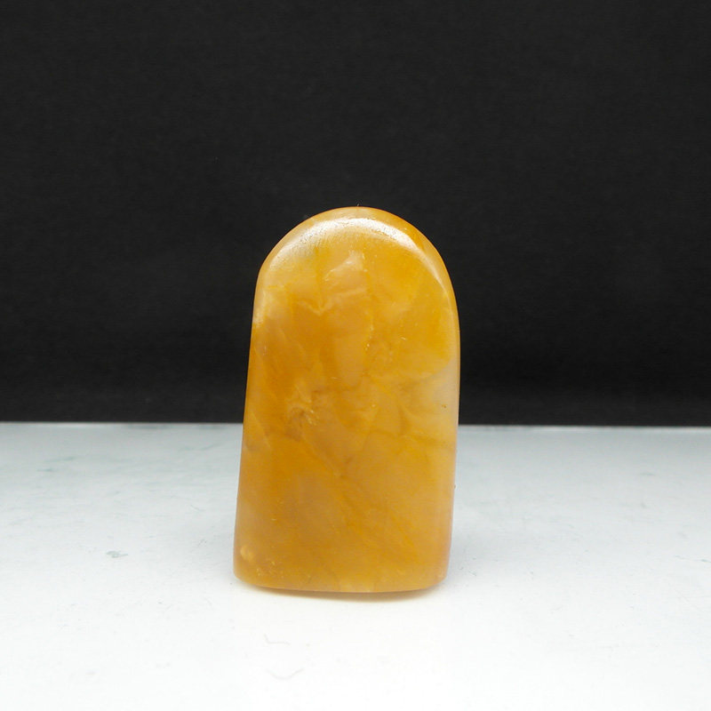 天然印石闲章料巴林石鸡油黄冻石随形印章篆刻石料24*11*42mm