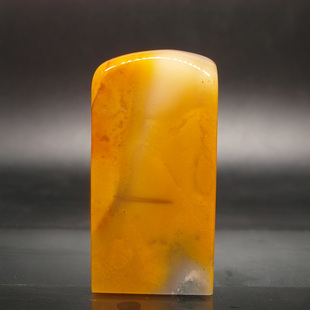 巴林石印章石料篆刻印章福黄彩冻石30 61mm