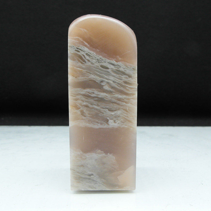 天然印石产地巴林石印章料篆刻石料瓷白云水纹冻石25*25*68mm