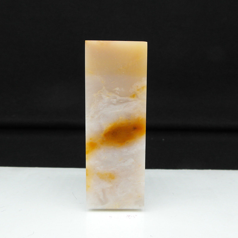 天然印石巴林石印章篆刻石料白玉俏色淡黄冻石20*20*55mm