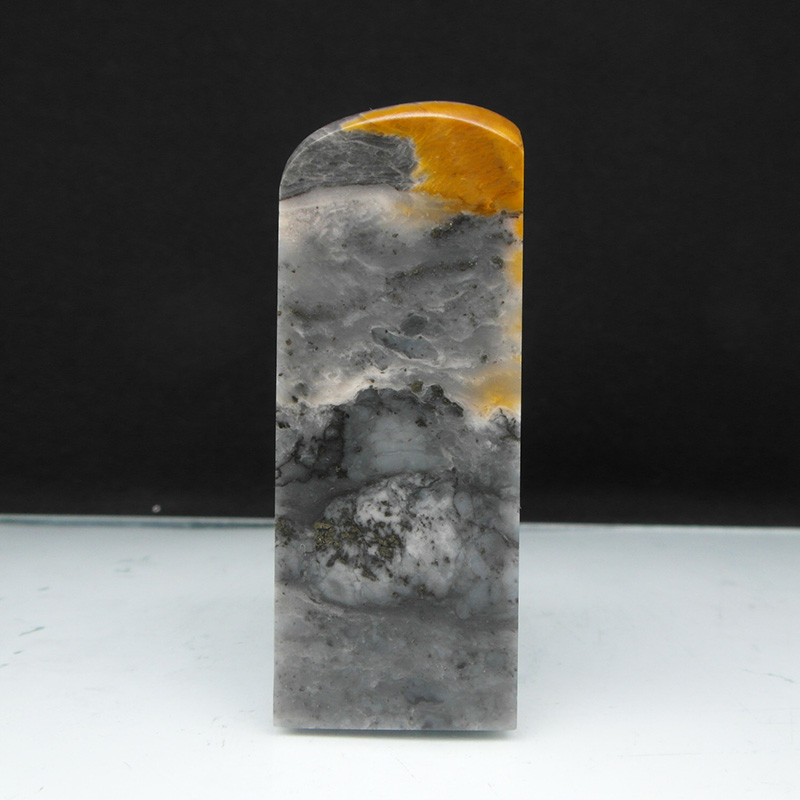 天然印石章料产地巴林石墨玉俏色黄花冻石印章篆刻石料25*25*68mm