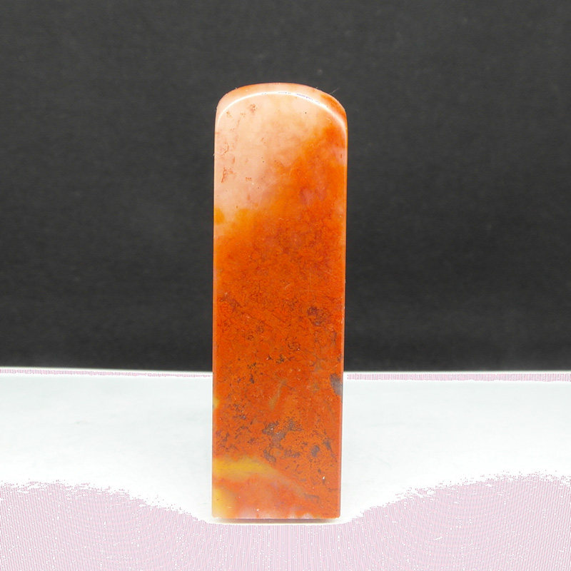 天然印石产地巴林石章料朱砂红冻石印章篆刻石料19*19*65mm