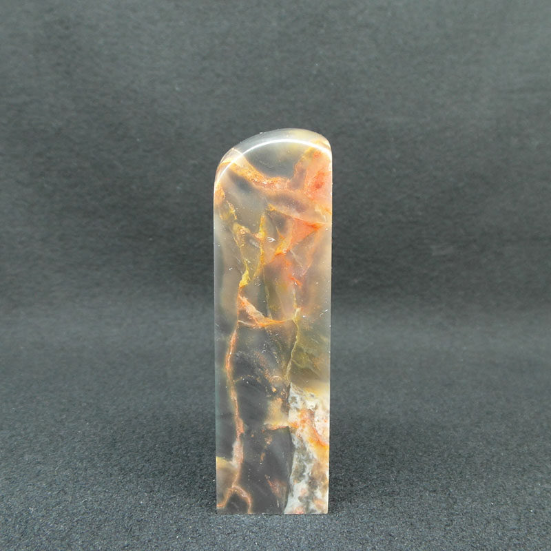 天然印石章料产地巴林石牛角冻地鸡血石印章篆刻石料25*25*88mm