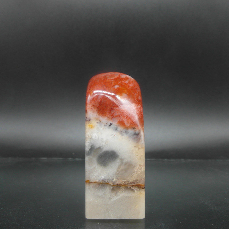 天然印石产地巴林石章料凝墨俏色朱砂红冻石印章篆刻石料24*24*60