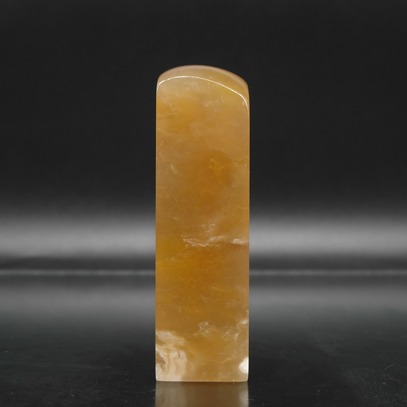 巴林石虾青水黄冻石印章篆刻石料19*19*70mm