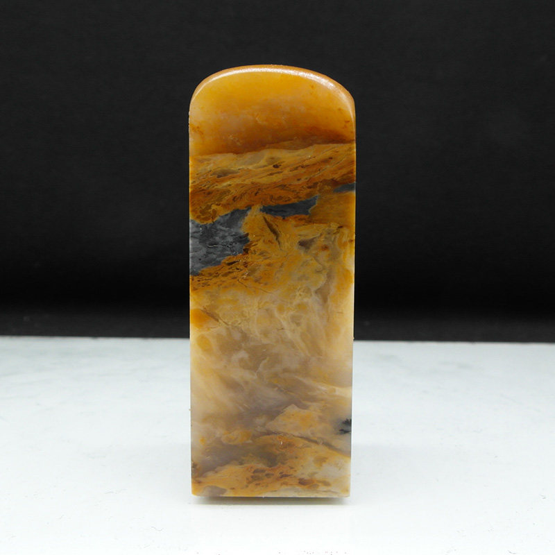 天然印石产地巴林石印章料篆刻石料黄花冻石25*25*67mm