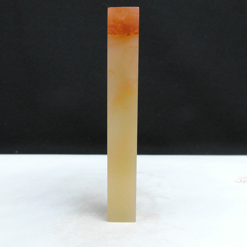 精品印石章篆刻料巴林石结晶体烛光俏色红芙蓉冻石11*11*79mm