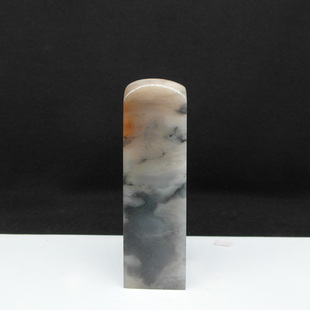 天然印石产地巴林石虾青水墨纹冻石印章篆刻石料25*25*83mm