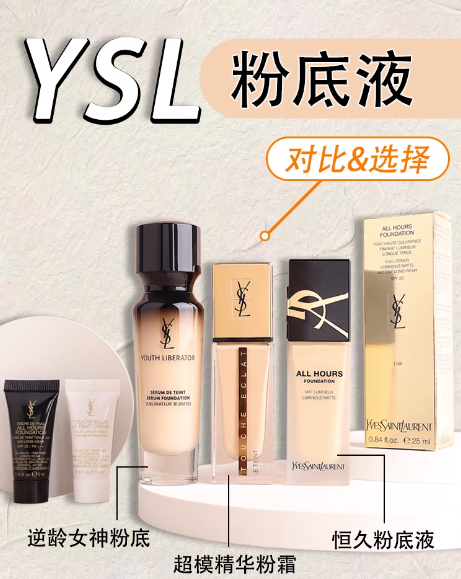 YSL圣罗兰逆龄女神 超模 羽毛 恒久粉底液遮瑕控油 中小样试用装