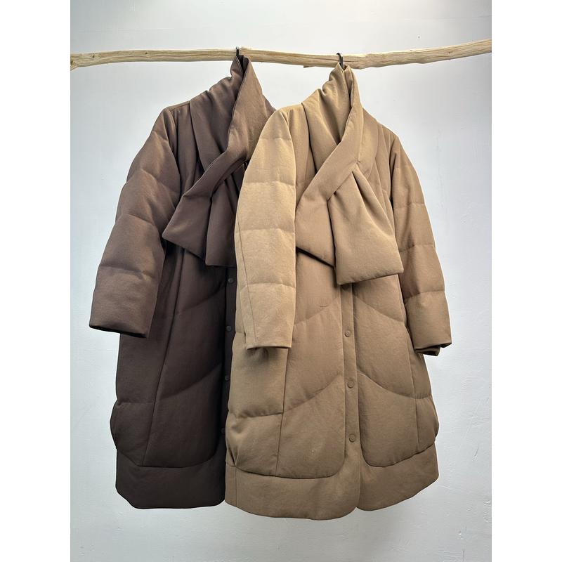 欧美风围巾羽绒服女2025新款保暖长款两件套减龄百搭韩版