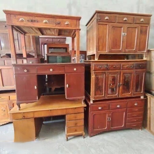 明清古典家具80年代怀旧书桌拍摄影视道具复古高低柜碗厨书架办公