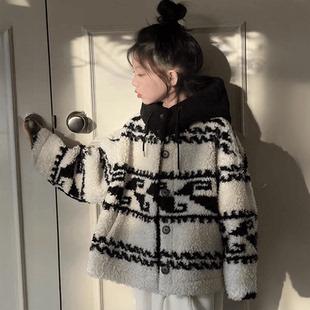 女童羊羔毛外套2025秋冬季冬季新款儿童短款休闲保暖毛毛加厚棉服