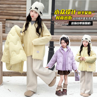 女童羽绒服棉服冬装2025新款洋气初中生加厚棉衣女孩冬季棉袄外套