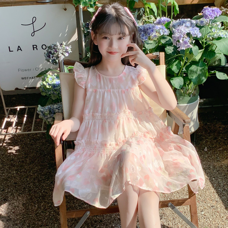 韩国儿童连衣裙碎花裙网红小众潮童女生超美潮流穿搭森系夏款搭配