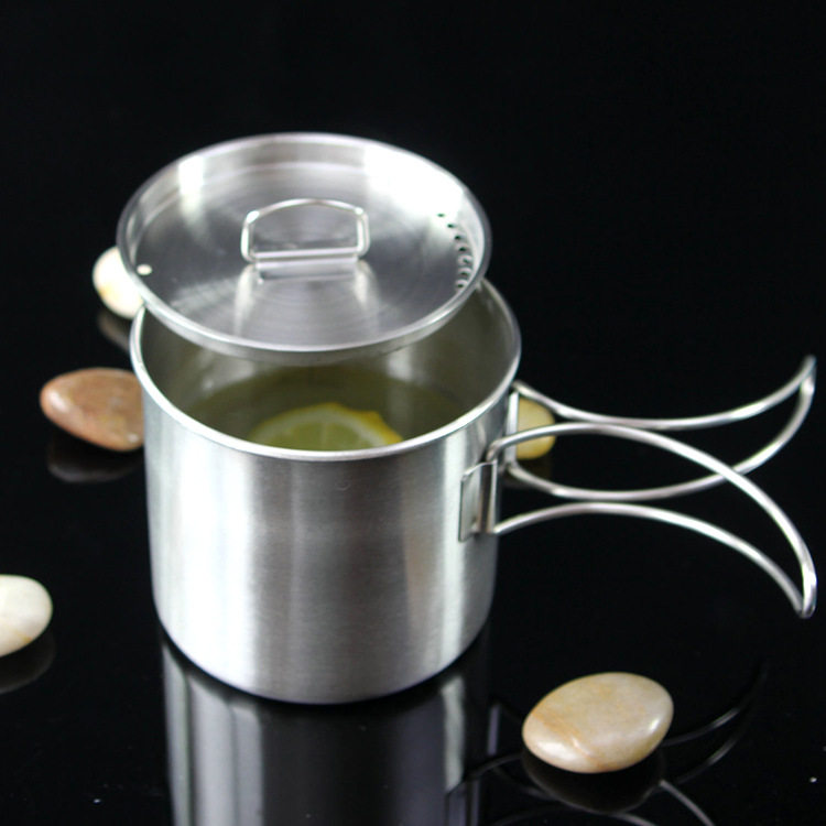 加厚不锈钢304带盖口杯创意手柄