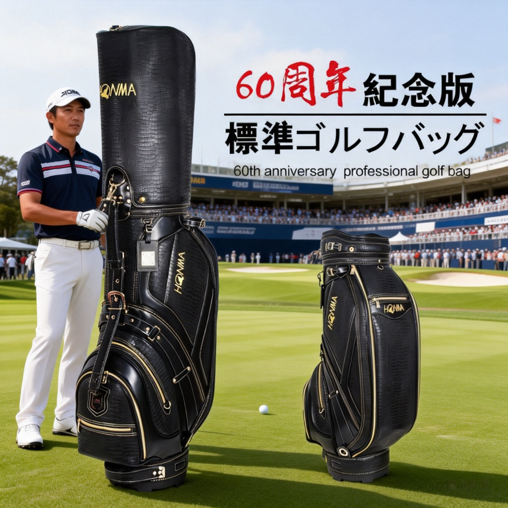 60周年纪念款高尔夫球包男士球袋9.5寸标准球杆包PU防水耐用耐磨