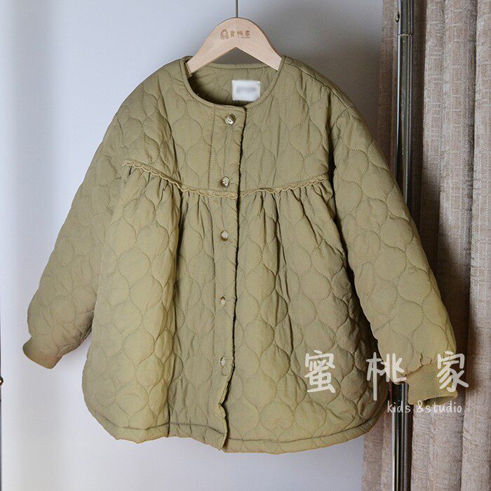 品质女童棉服美拉德风格圆领开衫棉袄/棉服