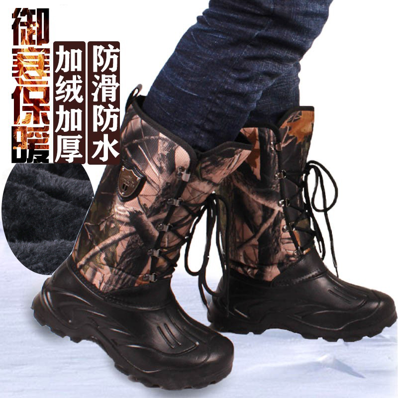 冬季保暖钓鱼鞋户外防滑钉冰钓鞋加厚保暖内胆毛毡底涉水棉鞋靴男