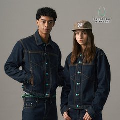 s45丹宁牛仔原牛定制仿绿松石牛仔夹克正肩短宽夹克外套