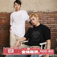 S45新款2024春夏烫钻印花短袖T恤休闲宽松圆领半袖男女同款情侣装